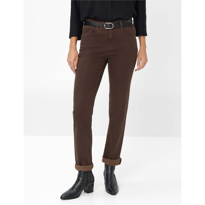 Brax Dames Broek  Style CAROLA DARK CHOCOLATE, donkerbruin, maat 34K