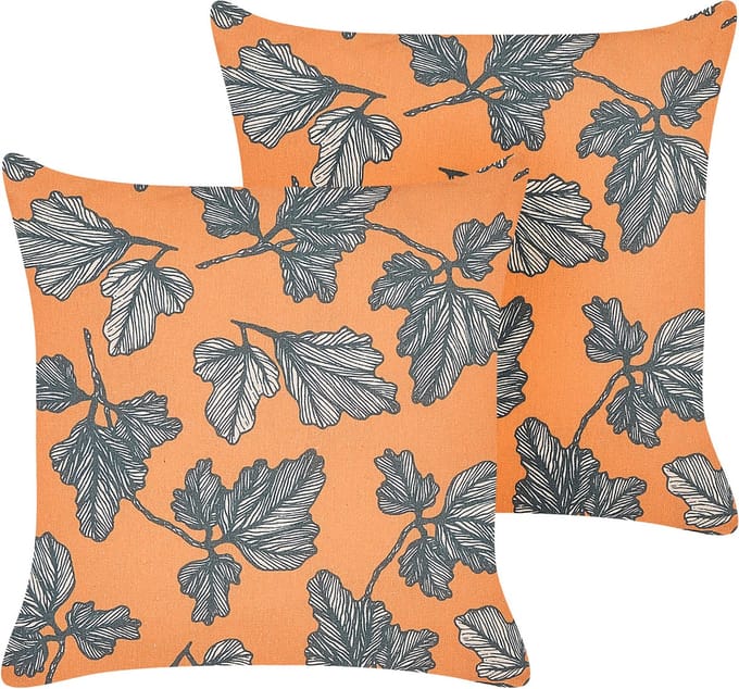 SPIREA - Sierkussen set van 2 - Oranje - 45 x 45 cm - Polyester