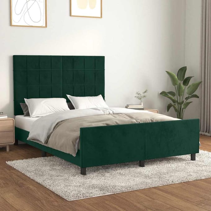 vidaXL - Bedframe - zonder - matras - 140x200 - cm - fluweel - donkergroen