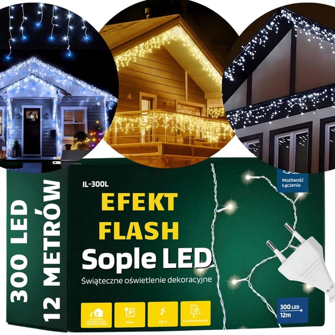 Kerstverlichting - Sneeuwvlok IJspegels - 300 LED - Koud Wit - Flash Effect
