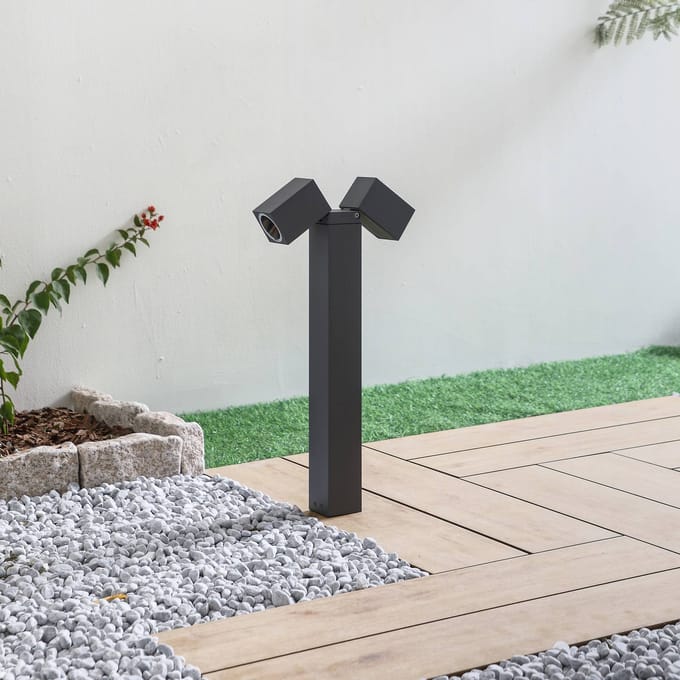 Lindby - Sokkellamp - 2lichts - Aluminium - H: 50 cm - GU10 - antraciet
