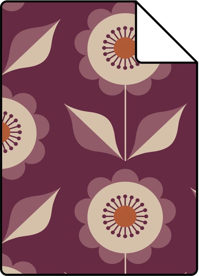 Proefstaal ESTAhome behang bloemen donker paars - 26.5 x 21 cm - 131863-S