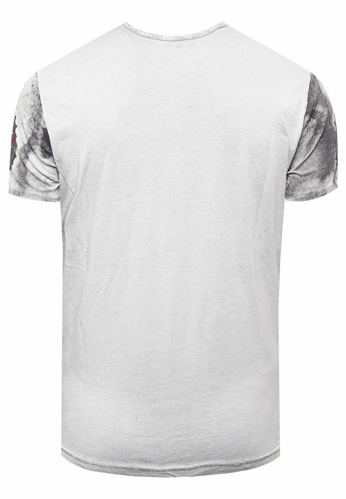 T-shirt met logo-print en knoopsluiting