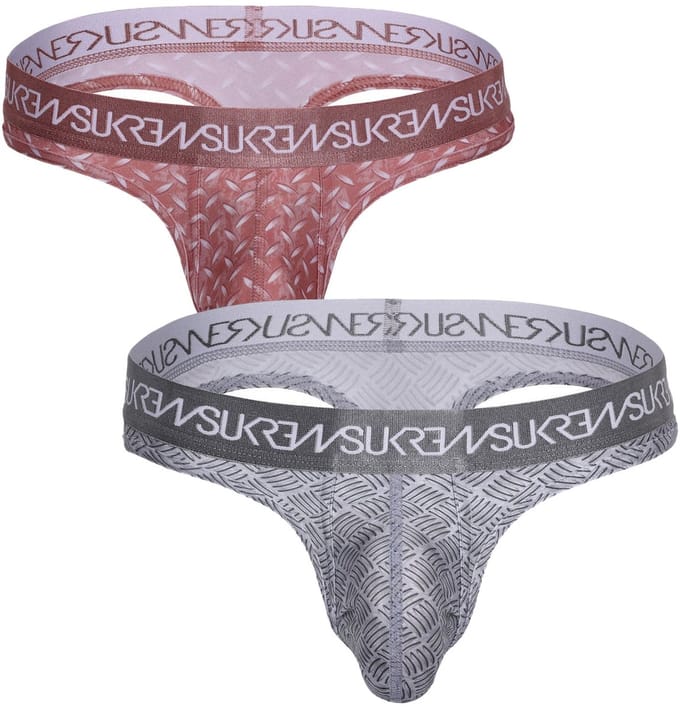 SUKREW Classic Thong Multipack 1x Diamond + 1x Checker - MAAT M - Heren Ondergoed - String voor Man - Mannen Thong