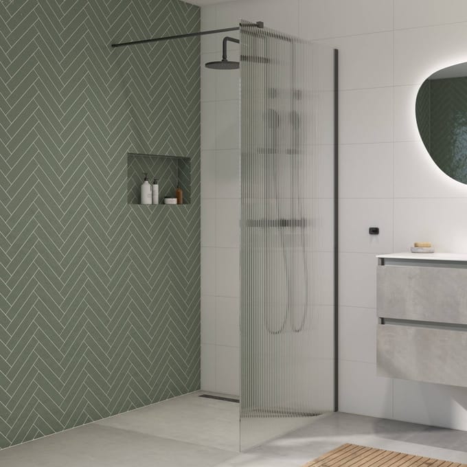 Saqu Modulo inloopdouche incl. antikalk 100x210cm geribbeld glas mat zwart