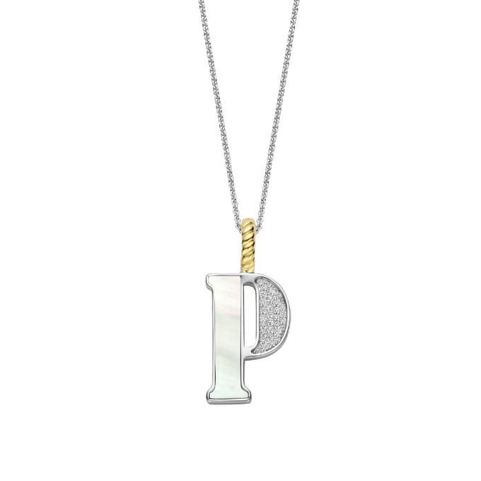 TI SENTO Dames Hanger - 925 zilver - Letter P - Parelmoer - 6840MW_P