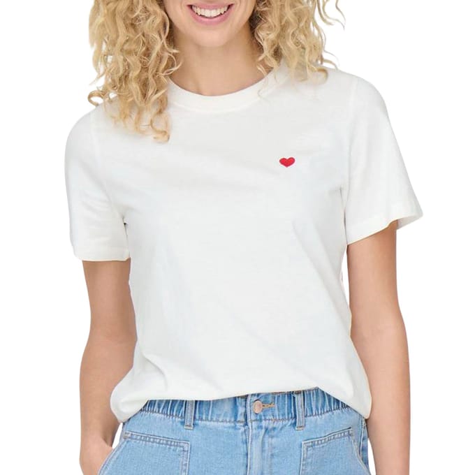 Jacqueline de Yong witte dames t-shirt   Ronde hals   Regular fit   Korte mouw Wit S