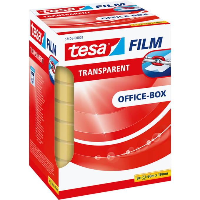 OFFICE-BOX 57406-00002-01 tesafilm Transparant (l x b) 66 m x 19 mm 8 stuk(s)