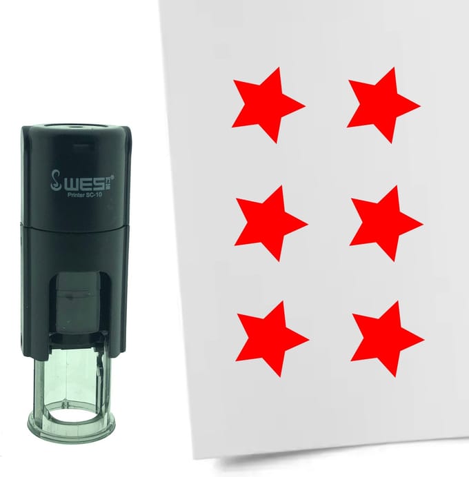 CombiCraft Stempel Ster of Sterretje 10mm rond - rode inkt