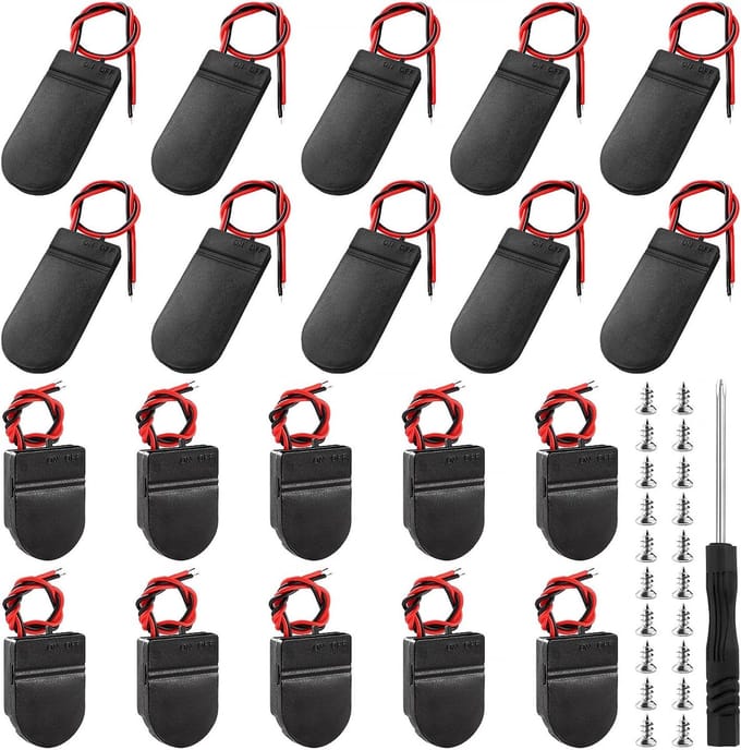 20 Stuks Batterijhouders CR2032 met Schakelaar en Schroeven