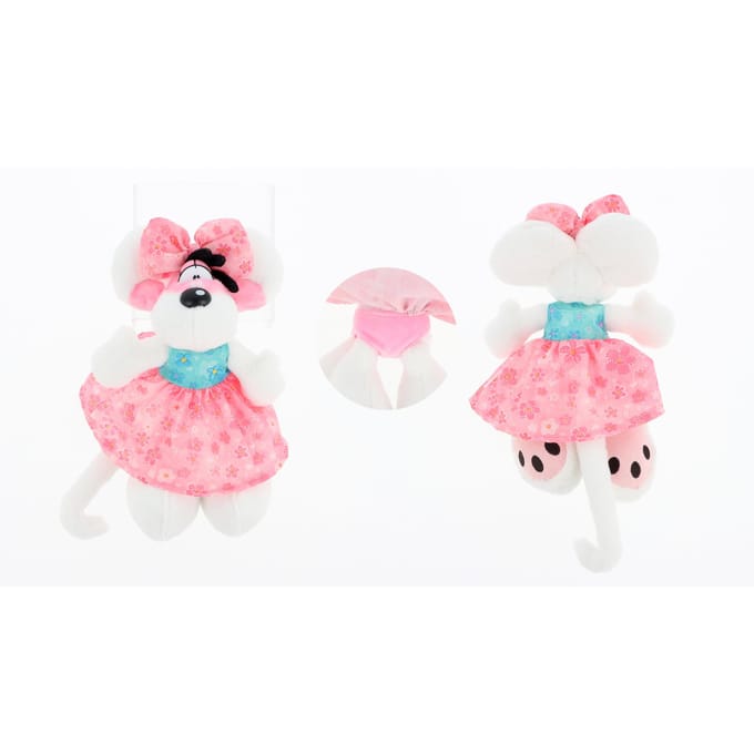 Diddl - zachte pluchen knuffel - 20cm - geborduurde accenten - Diddlina in roze