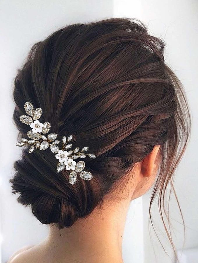Bruidshaaraccessoire Goud Kristal Bloemen Haarspeld Bruiloft Sluier Stukken