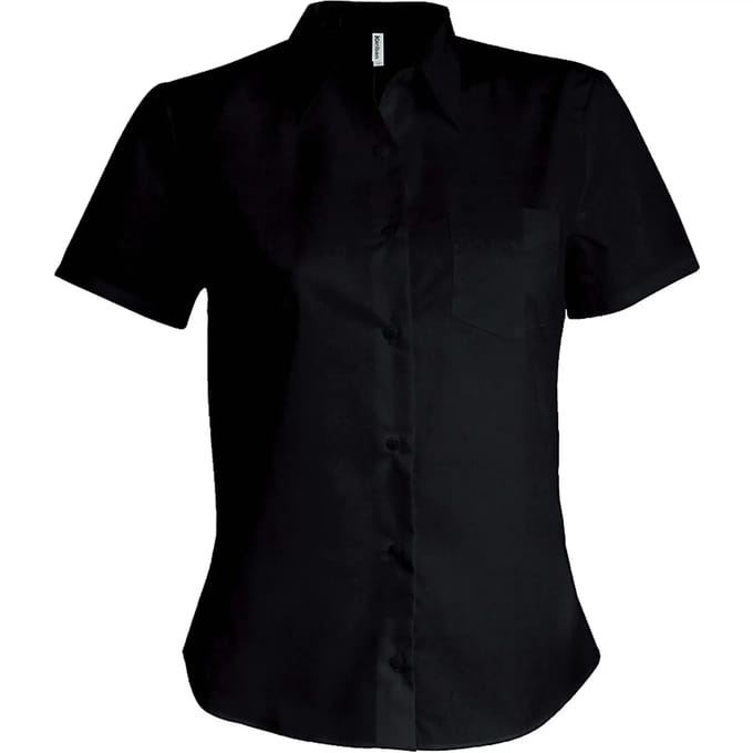 Kariban Dames Poplin Blouse Korte Mouwen K544 - Black - M