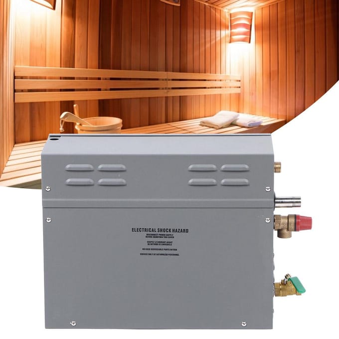 Générateur de vapeur électrique pour sauna 6 kW TM60, panneau tactile avec affichage de la température et de l'heure, norme UE gray
