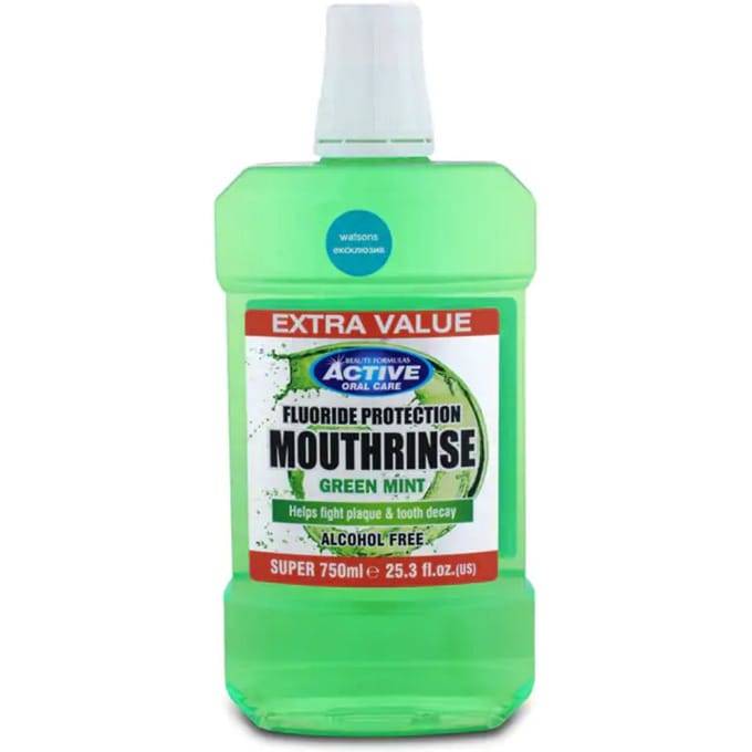 Active Oral Care Fluoride Protection Green Mint Mouthwash 750 ml