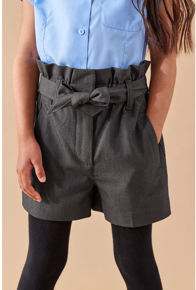 Next - Meisjes - Schoolshorts met geplooide taille - Grijs