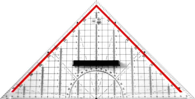 Geodriehoek M鯾ius & Ruppert 30cm plexiglas transparant voor technisch tekenen