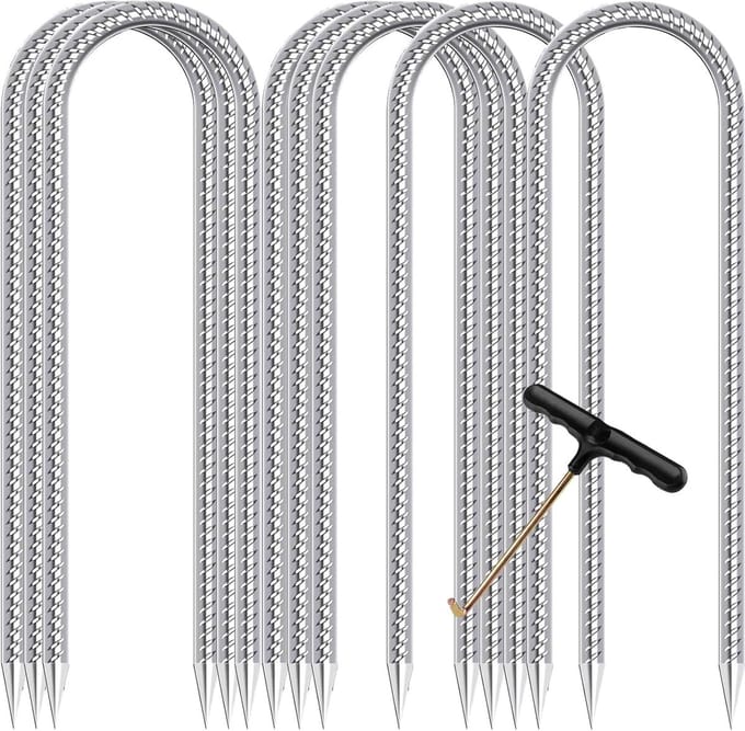 Wind Haken - Grond Ankers - Veilig Buiten - U-Type Scherpe Punten - 30cm Lengte - Zilver