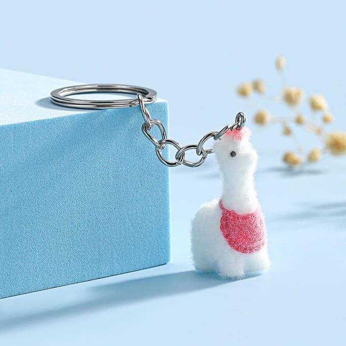 Pendentif Porte-clés Lapin Mignon Porte-clés Forme d'Animal Dessiné Porte-clés Velours 3D Tendance Bijoux pour Sacs à Dos Breloques Lapin rouge