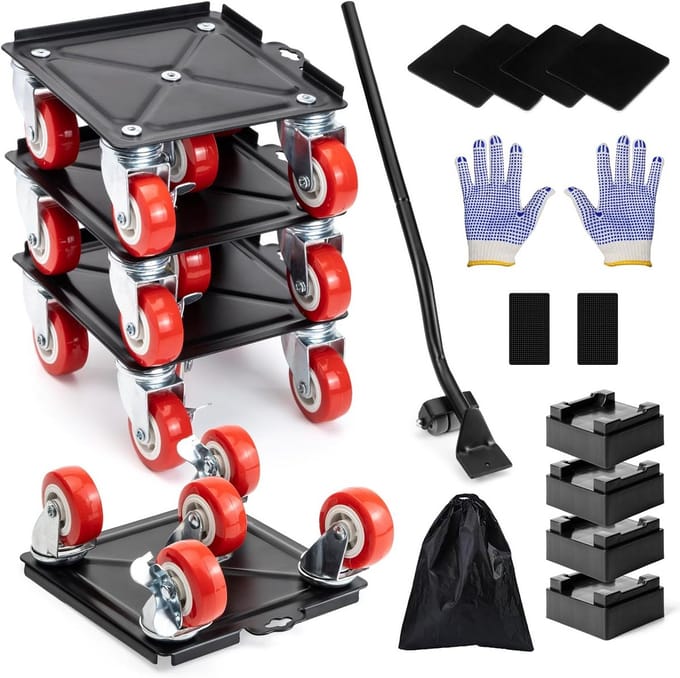 Meubelhulp Set met 4 Dolly's en Lifter voor Zware Meubels tot 725 kg
