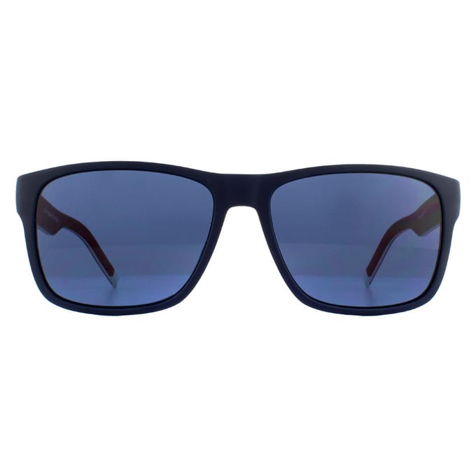 Tommy Hilfiger rechthoek heren zwart rood wit blauw avio zonnebril