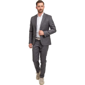 Suitable Kostuum Toulon Wol Check Grijs Bruin - Maat 48 - Heren