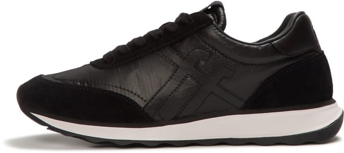 FitFlop Retro-Q FF Metallic-Fabric/Suede Sneakers Dames Sneakers - Zwart