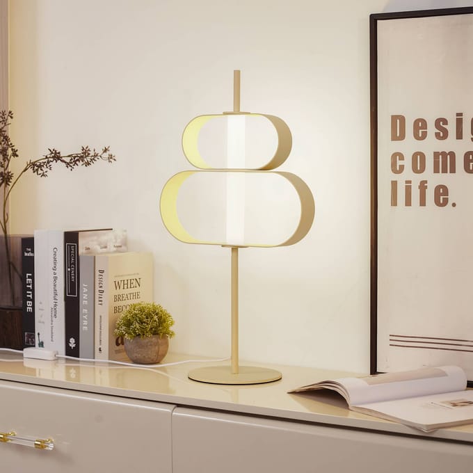 Lucande LED tafellamp Audrina, beige, metaal, dimbaar