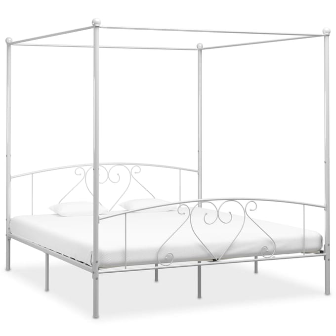 vidaXL - Hemelbedframe - metaal - wit - 200x200 - cm