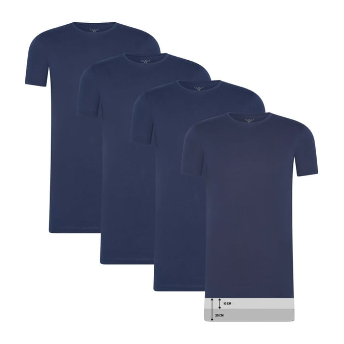 Cappuccino Italia - Heren 4-Pack T-shirt - Extra Lang - Blauw - Maat 3XL