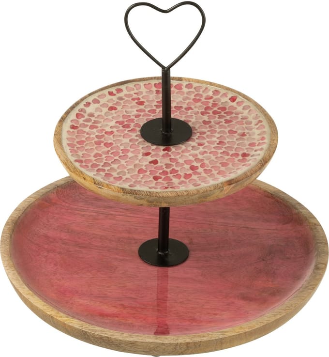 J-Line cake bord 2 bladen - mango hout - roze