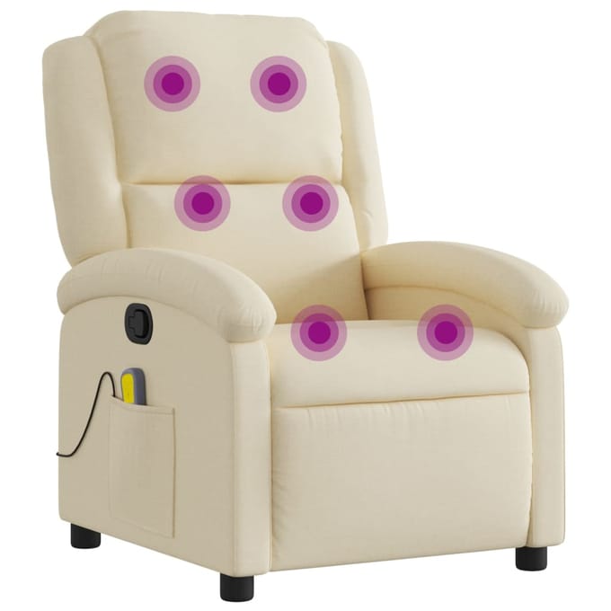 vidaXL - Massagestoel - met - crèmekleurige - stof