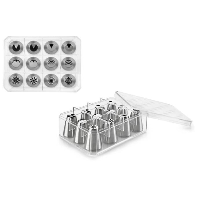 COFFRET DE 12 DOUILLES RUSSES INOX. TAILLE STANDARD diam 1.6 cm