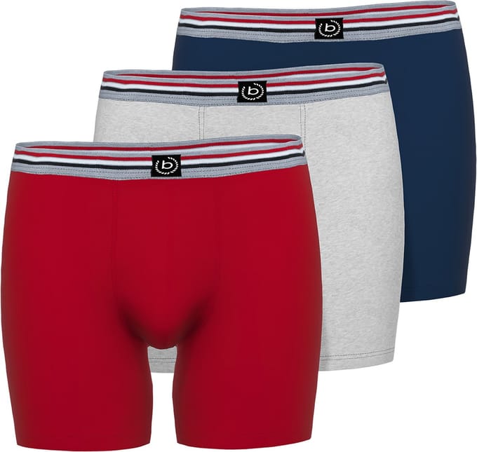 bugatti PRAG Heren Longpant 3 Pack - Navy/rood/grijs mêlee - Maat M