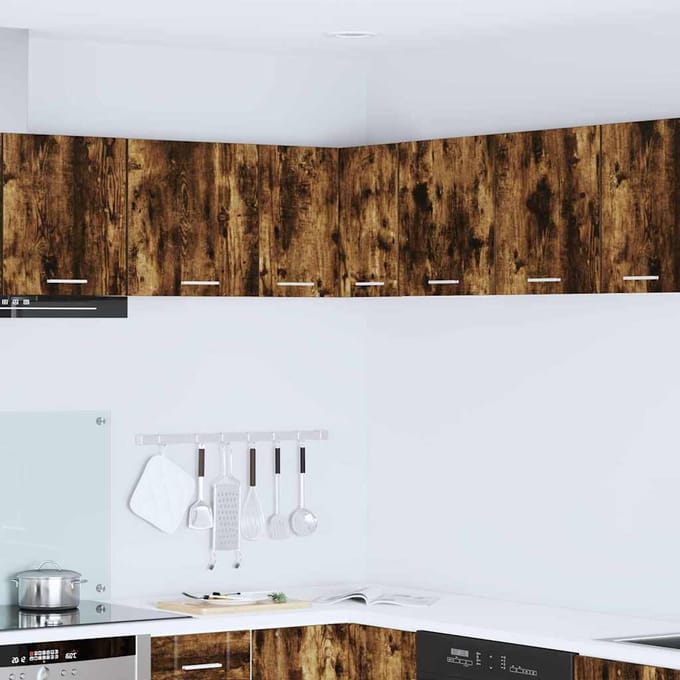 vidaXL - Hangkast - Gerookte - Eik - en - Wit - 57 - x - 57 - x - 40 - cm - Bewerkt - hout