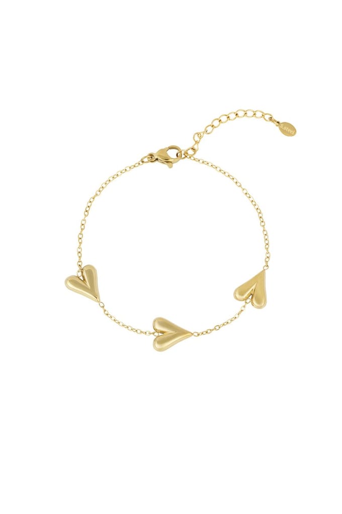 Armband hartjesdag - Goud kleur - RVS - Hartjes - cadeau - Valentijn - Stainless Steel