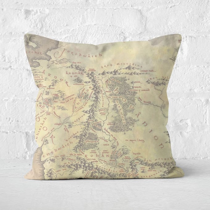 Lord Of The Rings Middle Earth Vierkant Kussen - 50x50cm - Soft Touch