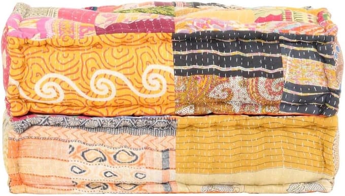 Zitpoef - Voetensteun bankkussen - Comfortabel zitten - Uniek patchwork - 60x70x36 cm - Patchwork