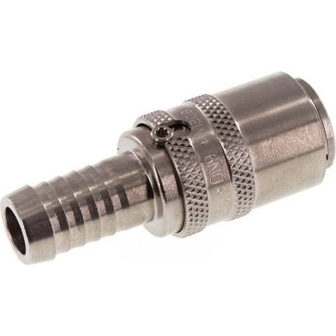 RVS DN 9 Tempereerkoppeling Snelkoppeling 13 mm Slangpilaar Dubbele afsluiting