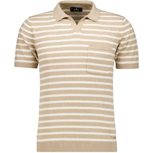 Ragman Trui Short Sleeve Stripe Cotton Linnen Knit Beige / male