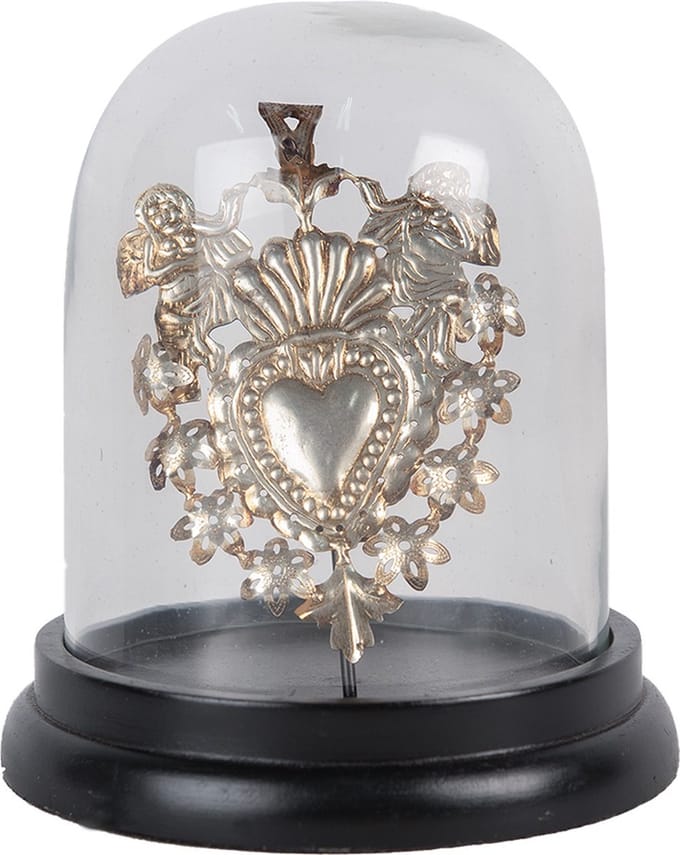 Clayre & Eef Stolp Ø 13x17 cm Zilverkleurig Glas Harten