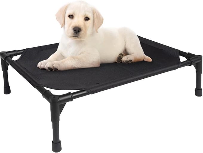 Verhoogd Hondenbed met Luifel voor Buiten en Binnen - Draagbaar en Afneembaar Campingbed