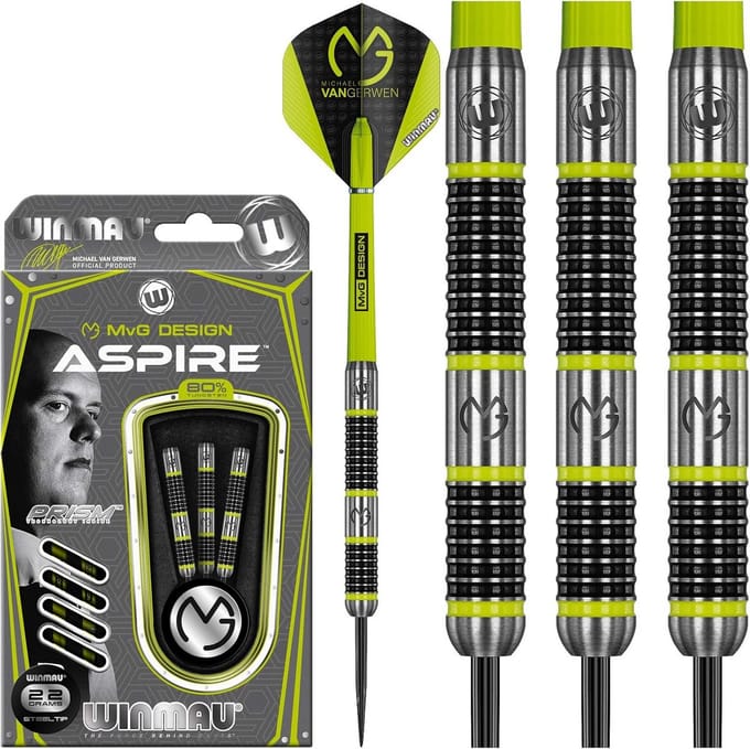 Tungsten Steeltip Dartset met Prism Vleugels en Nylon Shafts