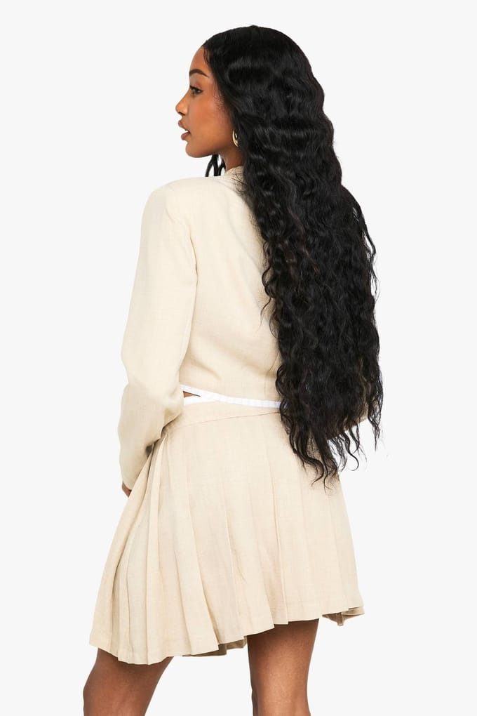 boohoo Dames Tailor-made geweven geplooide mini-rok | Steen | Maat: 36