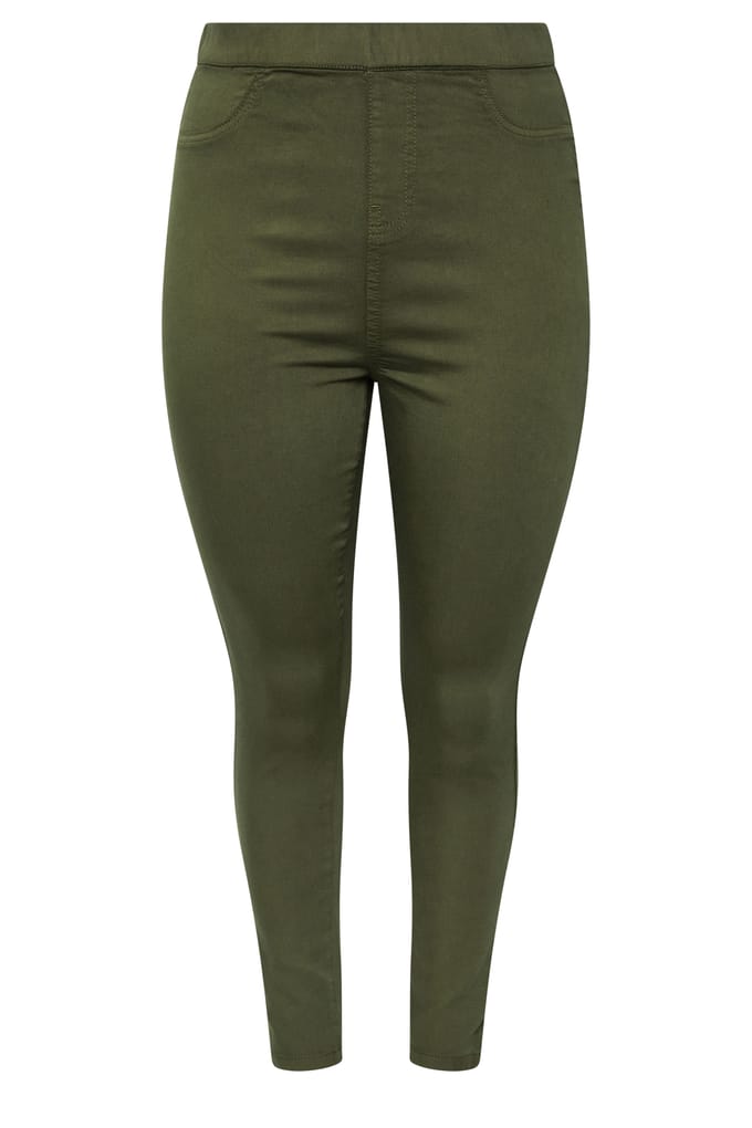 Yours Olijfgroene Grace Jeggings Met Elastische Tailleband Size 44