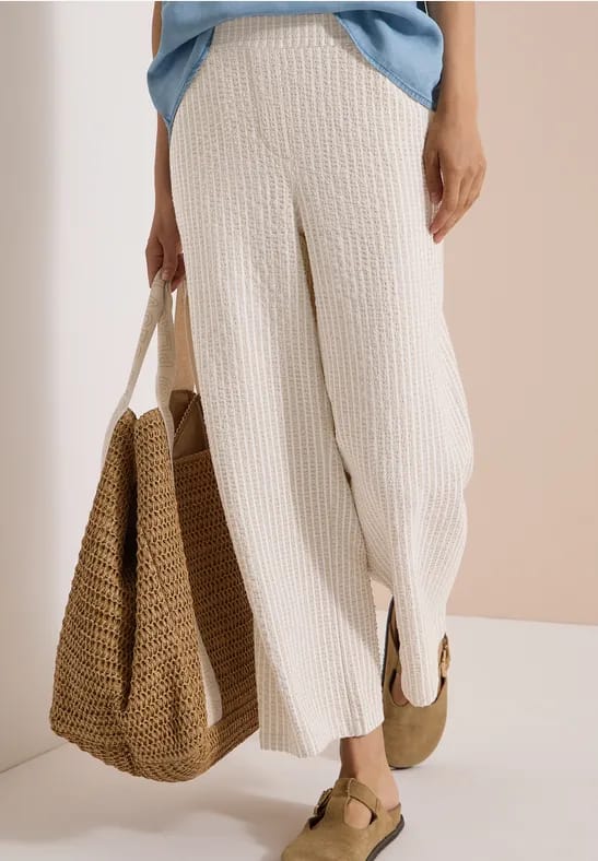 7/8 Wide Leg broek in seersucker stof