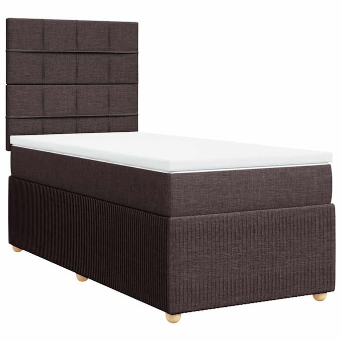vidaXL - Boxspring - met - matras - stof - donkerbruin - 90x200 - cm