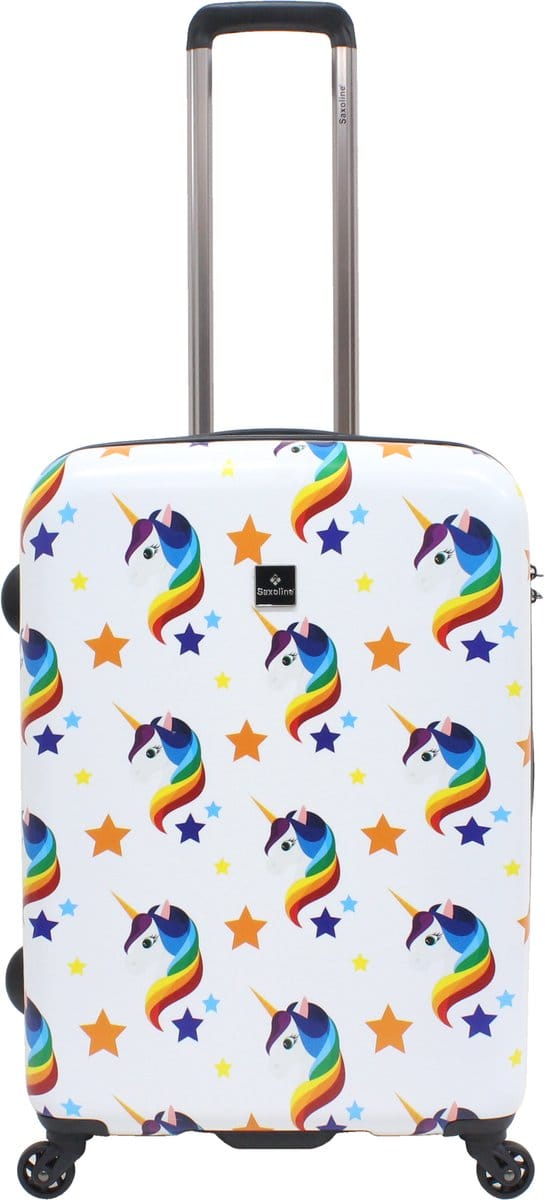 Saxoline Harde Koffer / Trolley / Reiskoffer - 66 cm (Medium) - Unicorn Print - Bedrukt / Medium
