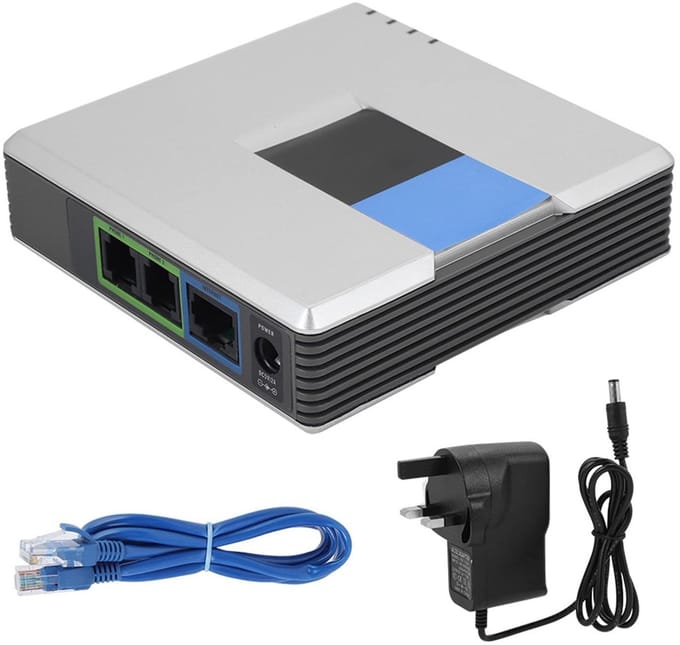 Draagbare 2-Poorts VoIP Gateway Adapter voor Internet Telefonie met SIP Ondersteuning