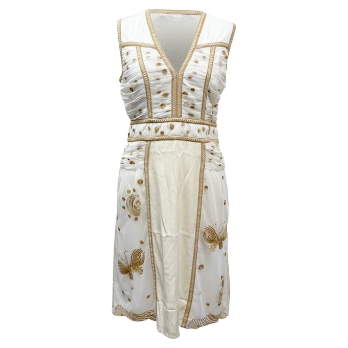 Diane von Furstenberg V-hals Knielange Jurk in Crème Polyester